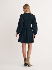 Nobodys Child Starlight schlichtes Langarm-V-Ausschnitt-Minikleid aus 100% Baumwolle - Bild 3 von 4