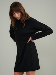 Nobodys Child Black Grown-On Neck Mini Plain Dress - Image 1 of 4