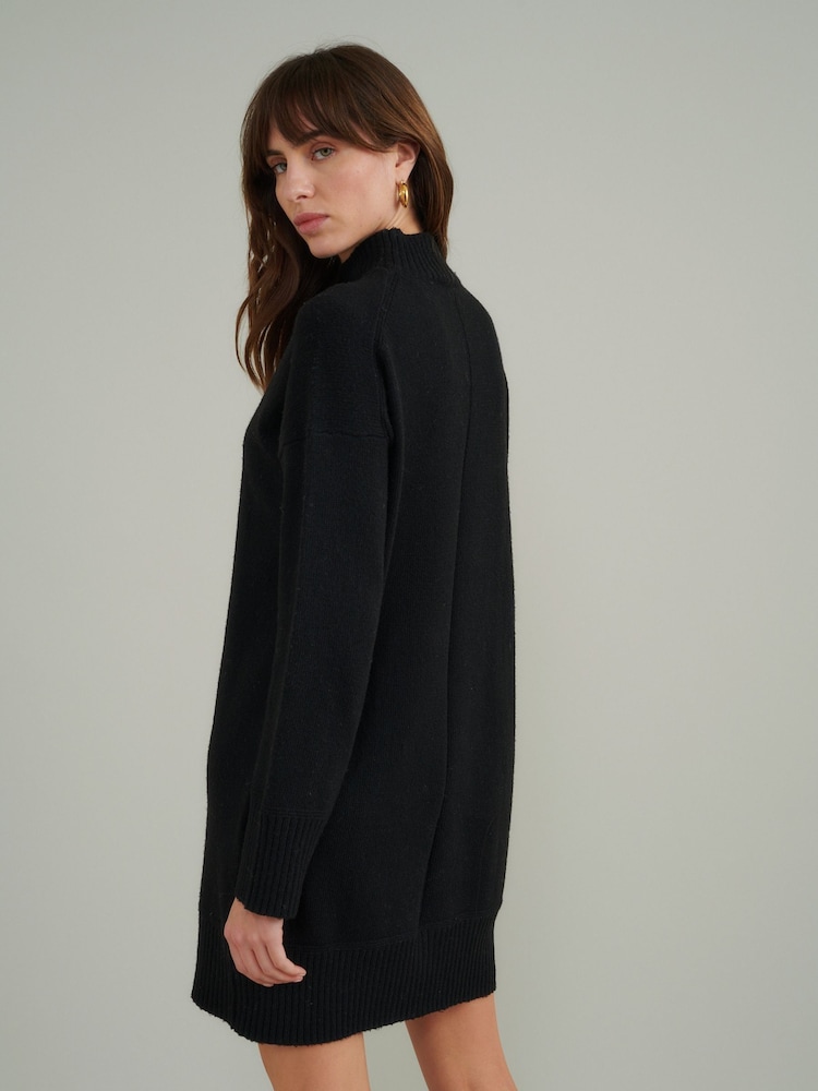 Nobodys Child Black Grown-On Neck Mini Plain Dress - Image 2 of 4