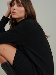 Nobodys Child Black Grown-On Neck Mini Plain Dress - Image 4 of 4