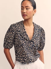 Nobodys Child Brown Emmie Animal Print 100% Organic Cotton Blouse - Image 1 of 4