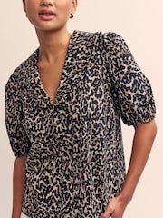 Nobodys Child Brown Emmie Animal Print 100% Organic Cotton Blouse - Image 3 of 4