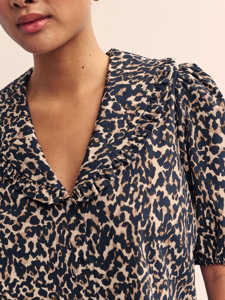 Nobodys Child Brown Emmie Animal Print 100% Organic Cotton Blouse - Image 4 of 4