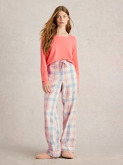 White Stuff Grey Multi Nina Organic Check Pyjama Bottoms - Image 1 of 6