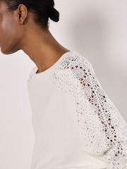 Apricot Cream Lace & Stud Arm Batwing Cream Jumper - Image 4 of 4