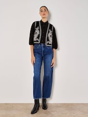 Apricot Black Seam Detail Puff Sleeve Shirt - Image 1 of 5
