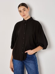 Apricot Black Seam Detail Puff Sleeve Shirt - Image 2 of 5