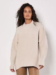 Apricot Natural Pearl & Diamond Mock Neck Jumper - Image 2 of 5