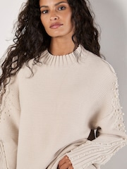 Apricot Natural Pearl & Diamond Mock Neck Jumper - Image 3 of 5