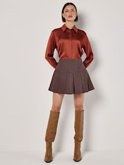 Apricot Red Oversized Satin Hi Low Shirt - Image 2 of 4