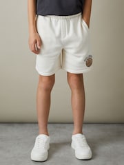 Reiss Off White Arto 3-9 yrs Basketball-Embroidered Shorts - Image 3 of 4