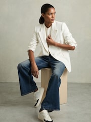 Reiss Black/White Ruth Leather And Mesh Platform Trainers - Image 2 of 5