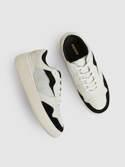 Reiss Black/White Ruth Leather And Mesh Platform Trainers - Image 3 of 5