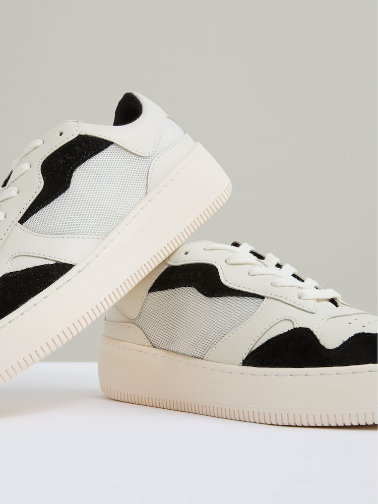 Reiss Black/White Ruth Leather And Mesh Platform Trainers - Image 5 of 5