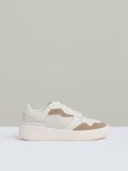 Reiss Taupe Ruth Leather And Mesh Platform Trainers - Image 1 of 5