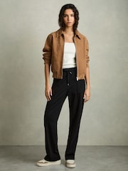 Reiss Taupe Ruth Leather And Mesh Platform Trainers - Image 2 of 5
