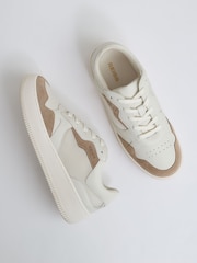 Reiss Taupe Ruth Leather And Mesh Platform Trainers - Image 3 of 5