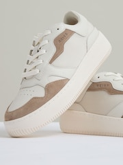 Reiss Taupe Ruth Leather And Mesh Platform Trainers - Image 5 of 5