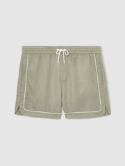 Reiss Pistachio/Off White Azure Piped Drawstring Swim Shorts - Image 2 of 6
