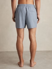 Reiss Airforce Blue Tito Drawstring Geometric Print Swim Shorts - Image 4 of 7