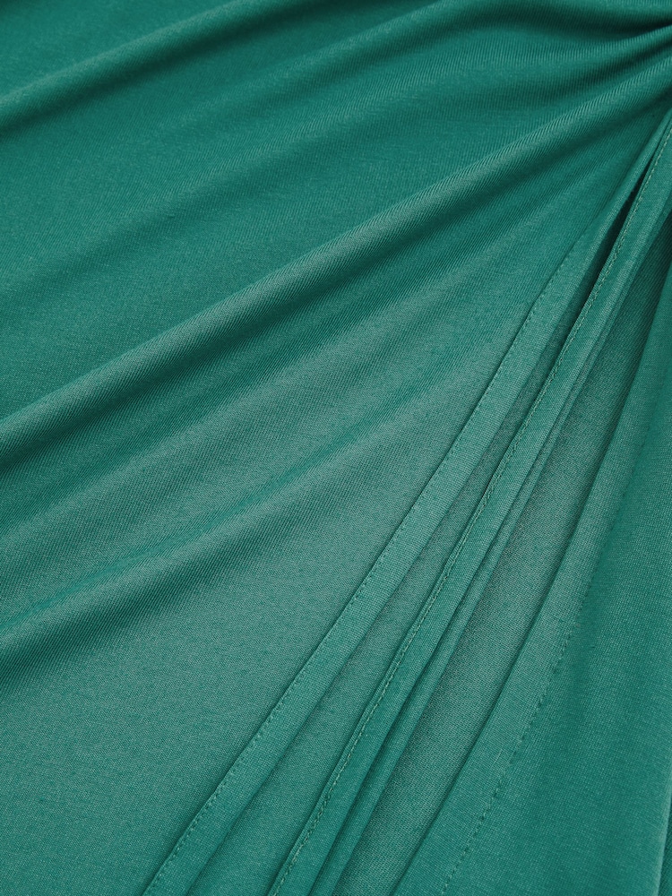 Reiss Green Rose Ruched Jersey Midi Dress - Image 6 of 6 Reiss Green Rose Ruched Jersey Midi Dress - Image 6 of 6