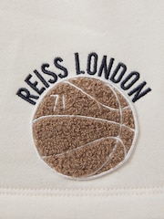 Reiss Off White Arto 9-13 yrs Basketball-Embroidered Shorts - Image 1 of 4