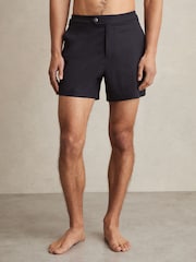 Reiss Navy/Blue Stripe Sol Stripe Side Adjuster Swim Shorts - Image 3 of 6