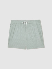 Reiss Pistachio Green Tito Drawstring Geometric Print Swim Shorts - Image 2 of 6