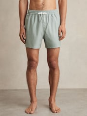 Reiss Pistachio Green Tito Drawstring Geometric Print Swim Shorts - Image 3 of 6