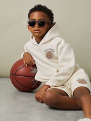 Reiss Off White Cottle 9-13 yrs Basketball-Embroidery Hoodie - Image 1 of 4