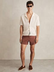 Reiss Terracotta Brown Sun Side-Adjuster Swim Shorts - Image 1 of 6