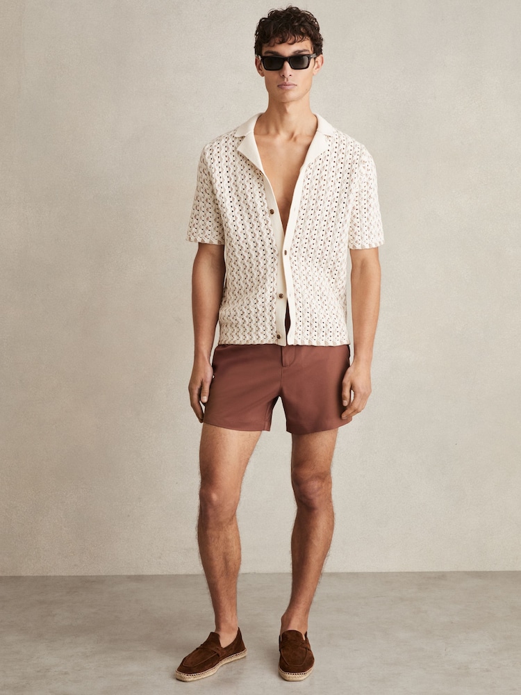 Reiss Terracotta Brown Sun Side-Adjuster Swim Shorts - Image 1 of 6