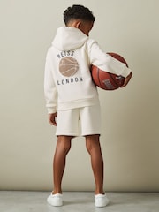 Reiss Off White Cottle 3-9 yrs Basketball-Embroidery Hoodie - Image 1 of 4