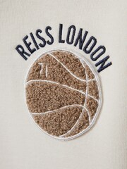 Reiss Off White Cottle 3-9 yrs Basketball-Embroidery Hoodie - Image 4 of 4