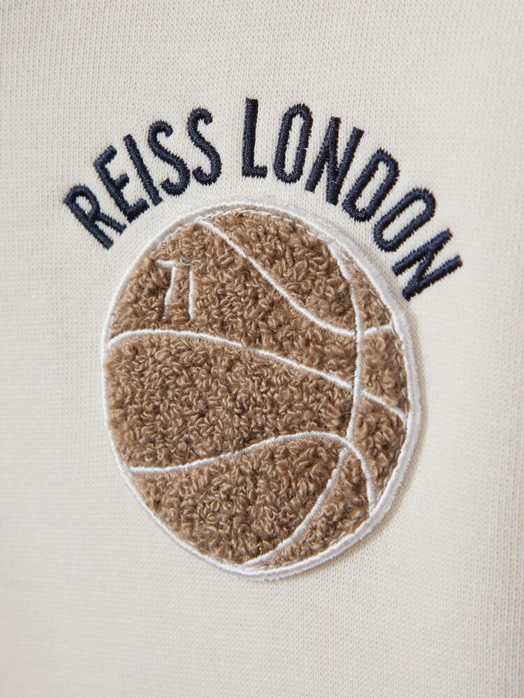 Reiss Off White Cottle 3-9 yrs Basketball-Embroidery Hoodie - Image 4 of 4