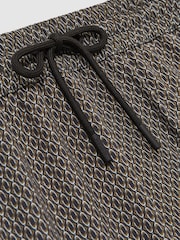 Reiss Dark Navy Tito Drawstring Geometric Print Swim Shorts - Image 6 of 6