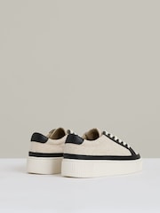 Reiss Natural/Black Leanne Grained Leather Platform Trainers - Image 4 of 4