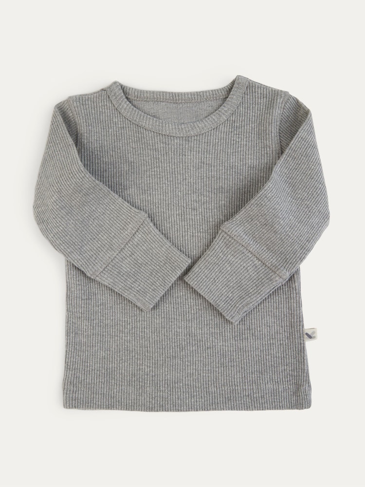 グレー - KIDLY By MORI Soft 100% Cotton Ribbed Stretch Pyjama Set - 画像 2 / 4 グレー - KIDLY By MORI Soft 100% Cotton Ribbed Stretch Pyjama Set - 画像 2 / 4