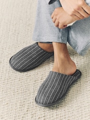 Grey Stripe Mule Slippers - Image 1 of 8