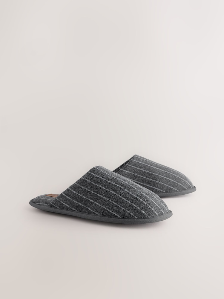 Grey Stripe Mule Slippers - Image 4 of 8