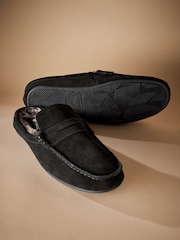Черный - Faux Fur Lined Moccasin Mule Slippers - Image 3 of 5