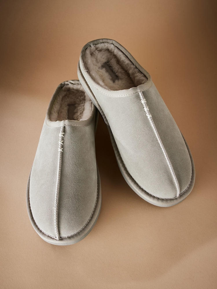Grey Signature Suede Mules Slippers - Image 2 of 5