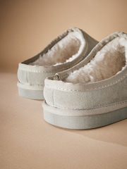 Grey Signature Suede Mules Slippers - Image 4 of 5