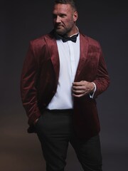 BadRhino Big & Tall Red Velvet Blazer - Image 3 of 7