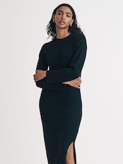 Nobodys Child Black Oversized Crew Knitted Jumper Midi Plain Dress - Image 1 of 4