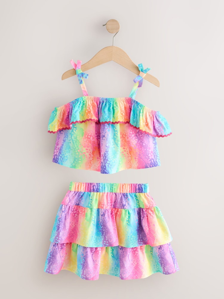 Regenboogkleurige dierenprint - Set van ruches top en rok (3-16jr) - Image 1 of 4
