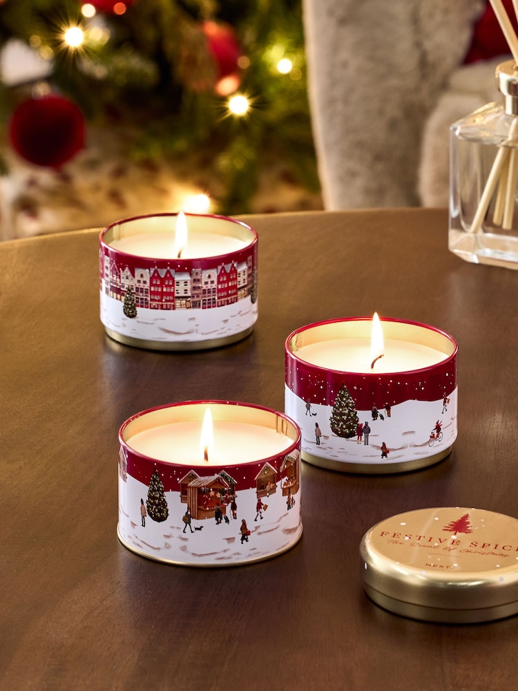 Red Festive Spice Set of 3 Candle - Image 1 of 4 Red Festive Spice Set of 3 Candle - Image 1 of 4