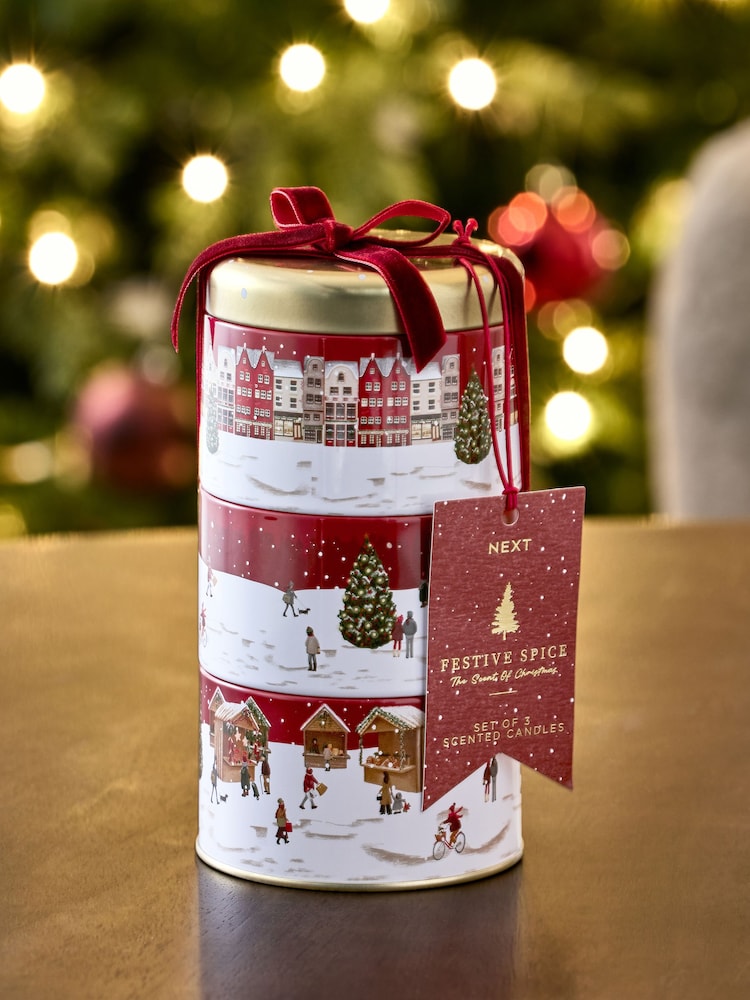 Red Festive Spice Set of 3 Candle - Image 2 of 4
