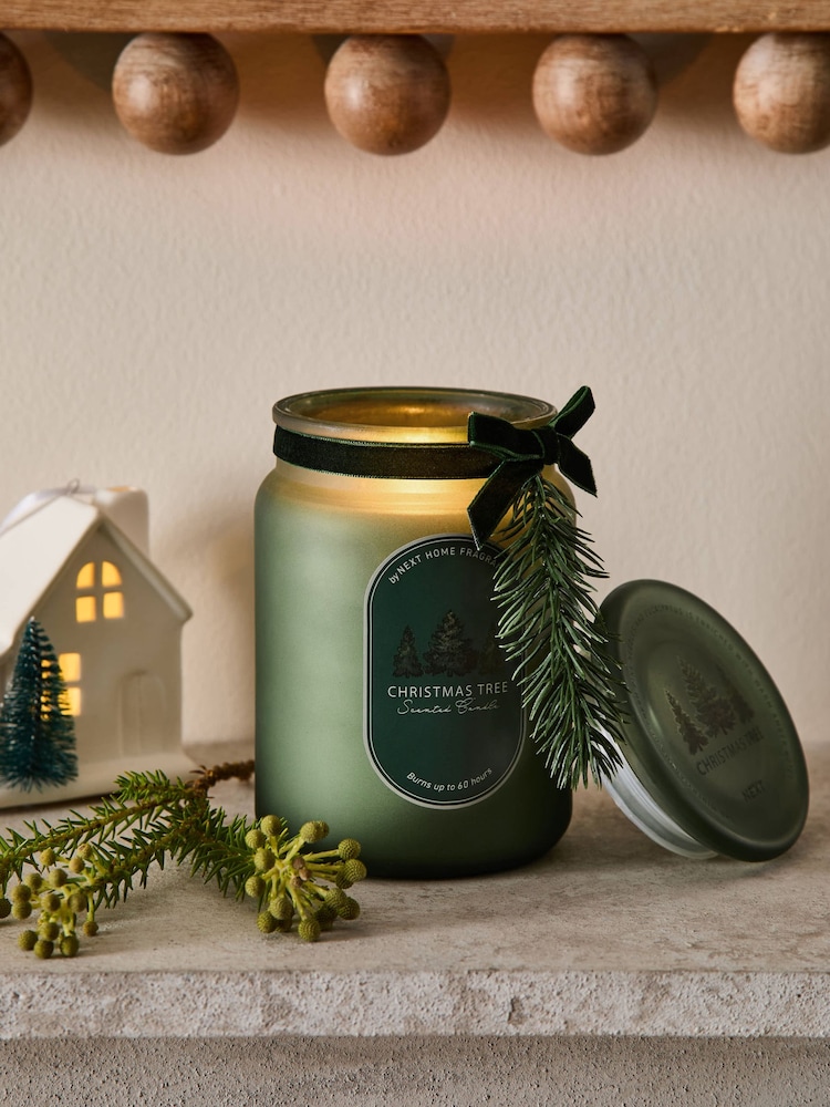 Green Christmas Tree Pine Needle & Eucalyptus Festive Jar Candle - Image 1 of 4