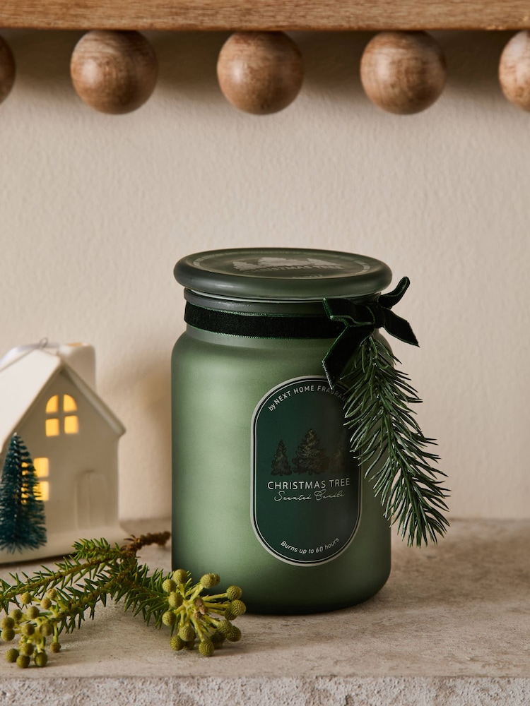 Green Christmas Tree Pine Needle & Eucalyptus Festive Jar Candle - Image 2 of 4
